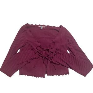 Urban Outfitters Ribbed Tie Front Long Sleeve Top women Size XS